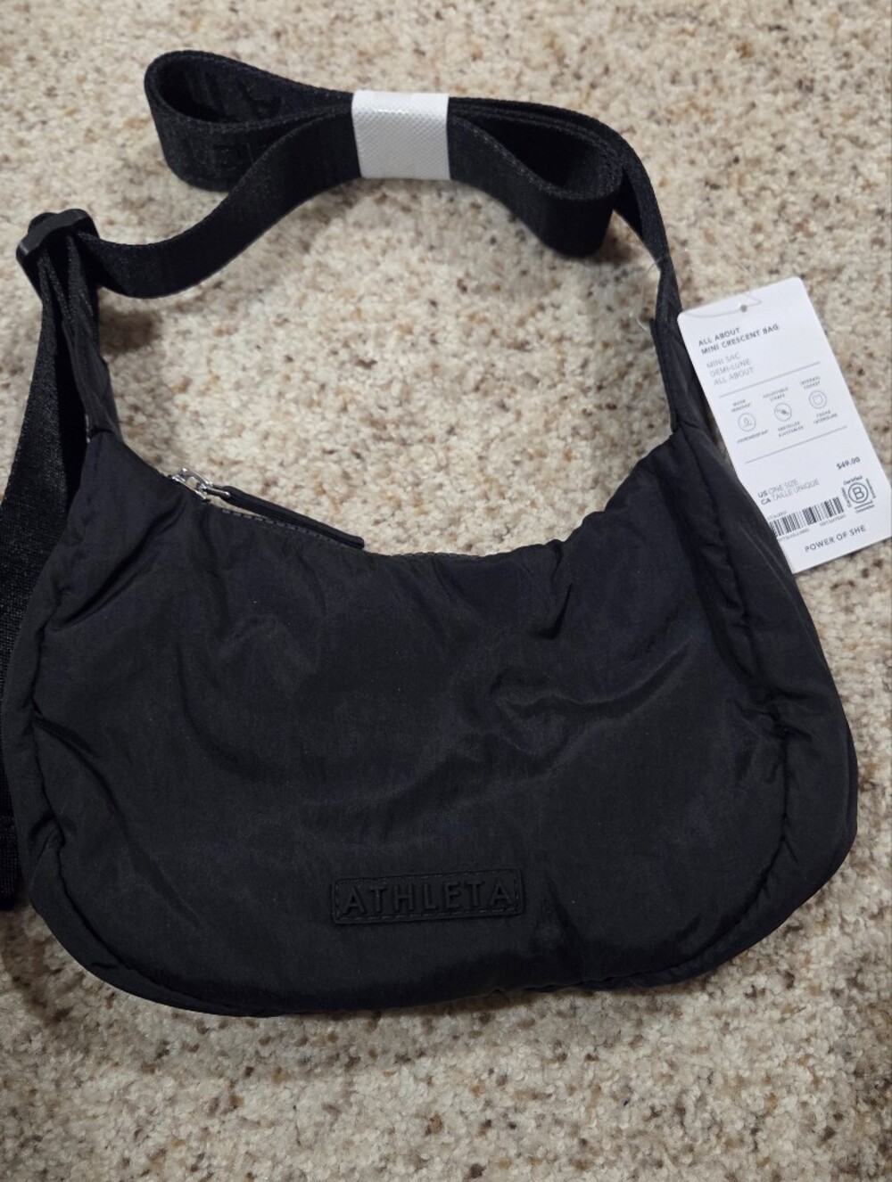 Athleta Black Crossbody Mini Crescent Bag - Nwt